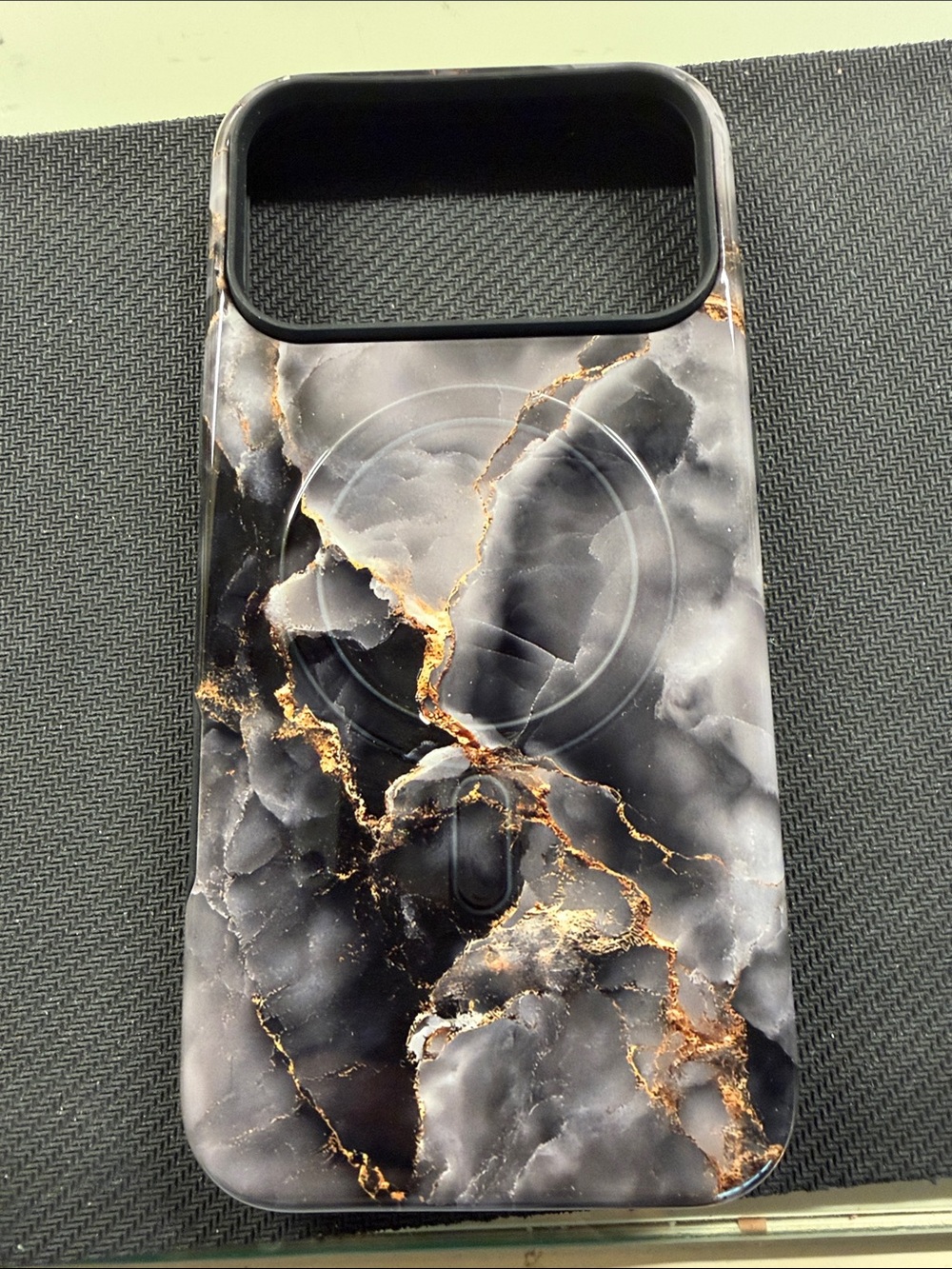 Black Marble Phone Case with Gold Veining - Magnetic Compatible